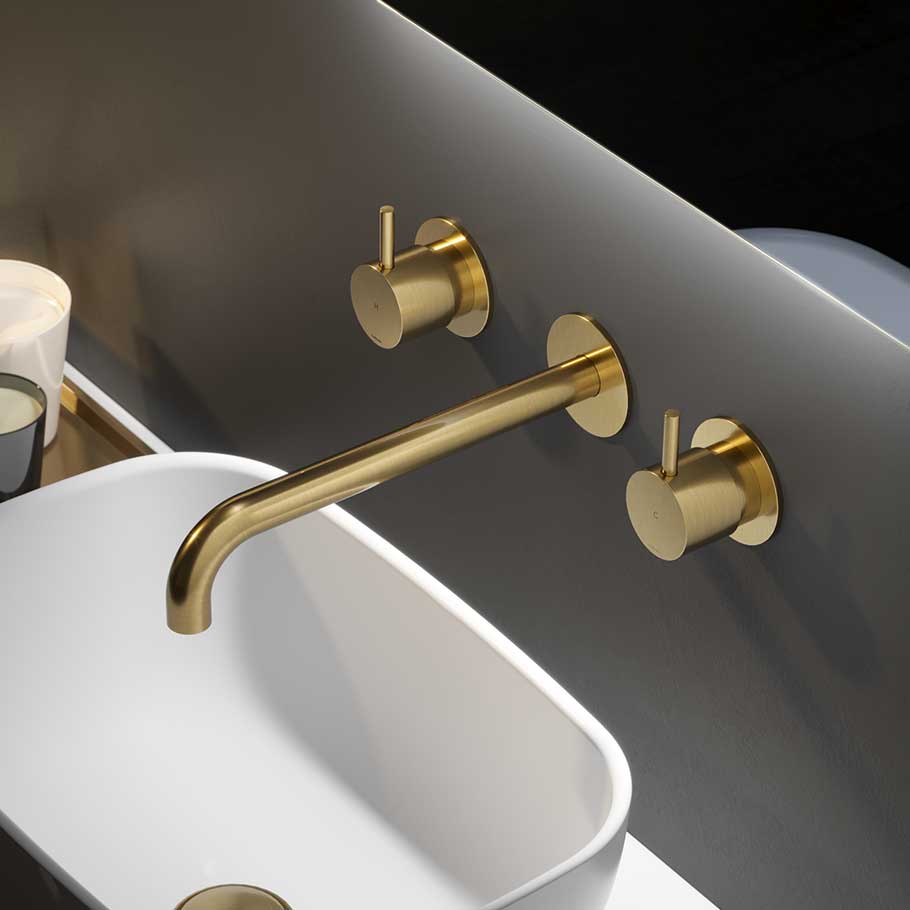 Cobber - Façade Mélangeur Lavabo 3 Trous - Encastré - Bec Verseur - 25 cm - CB005T-25