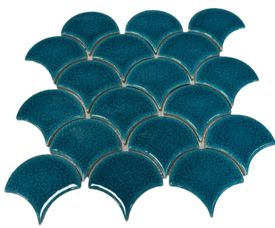 Écaille de poisson craquelé turquoise, à la plaque 