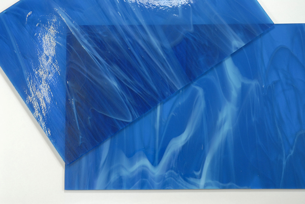 Baguette de Verre n°25 - Aigue Marine Foncé Nuageux 4 x 20 cm