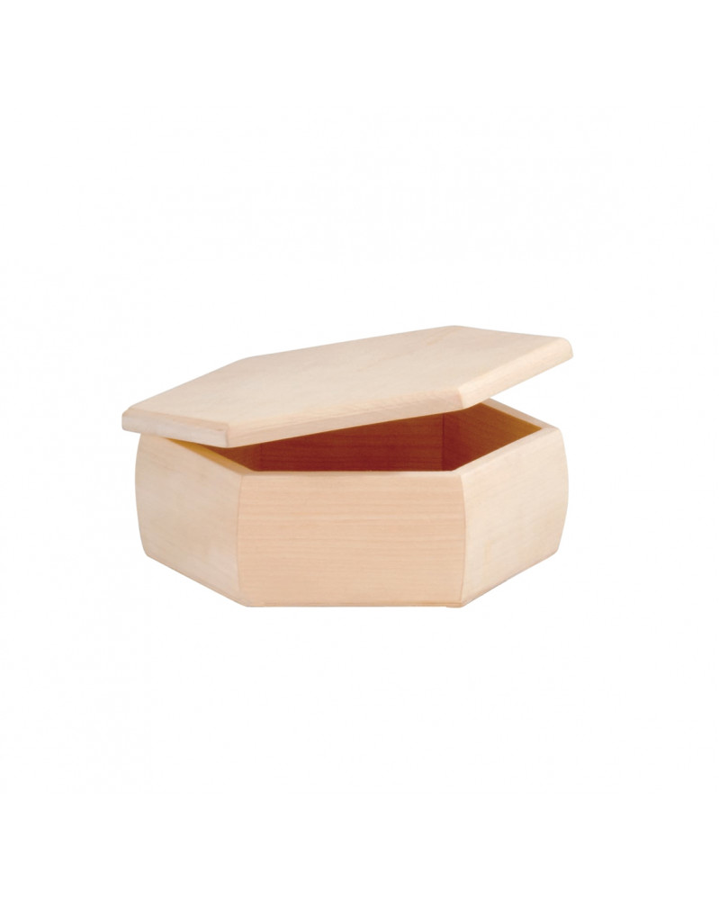 Boîte en bois hexagone 18 x 6 cm