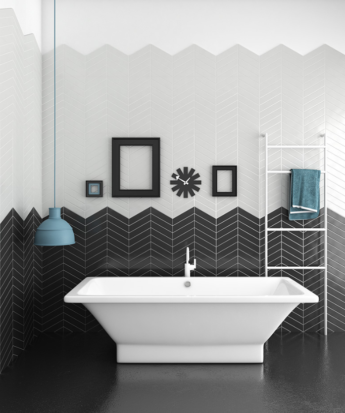 Revêtement Mural Chevron Left, 6.4 x 26 cm, Vendu au m², 1 Bte = 1 m²