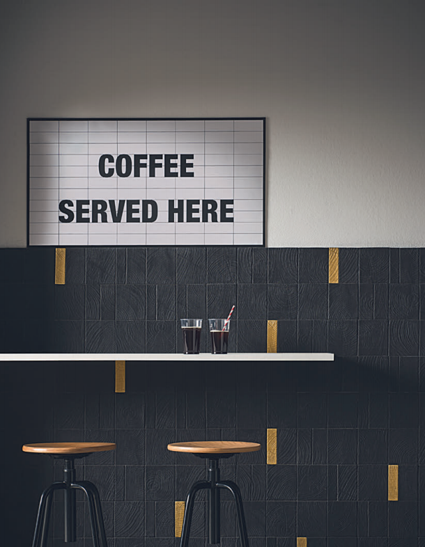 Grès Cérame Loop Gold, 3.5 x 14 cm, ep. 8 mm, Vendu à la pièce, 1 Bte = 18 pièces