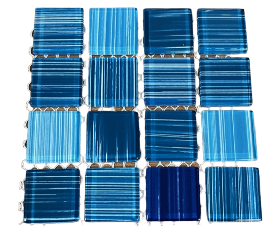 Mosaique en Verre 2,3 x 2,3 cm - Bleu, Par 100 gr