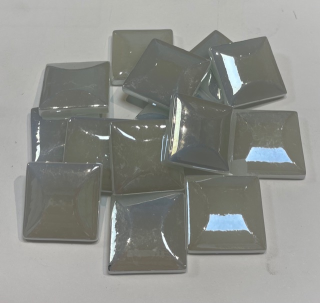 Pate De Verre 2,5 x 2,5 cm Blanc Irisé, Par 100g