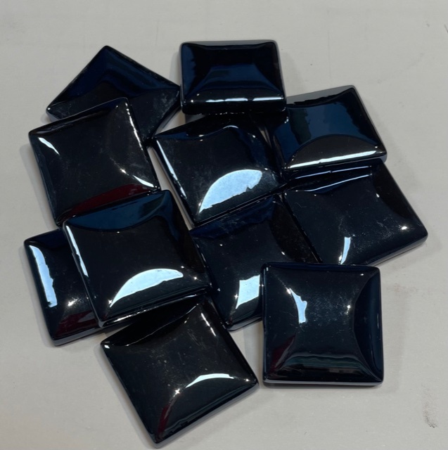 Pate De Verre 2,5 x 2,5 cm Noir Irisé, Par 100g