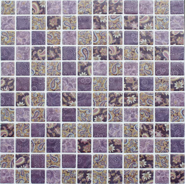 Pate de Verre Motifs Benares Violet 2.5 x 2.5 cm, par 100g