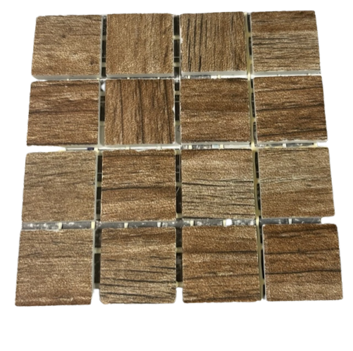 Pate de Verre motifs parquet marron - 2,5 x 2,5 cm, Par 100 gr