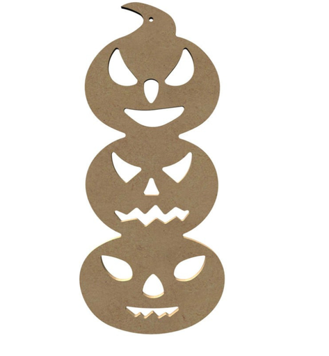 [1248]  3 Citrouilles Verticales en Bois à Décorer