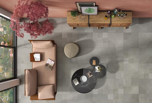 Grès Context Décors Quarter Rect, 60 x 60 cm, Vendu au Set 4 pièces