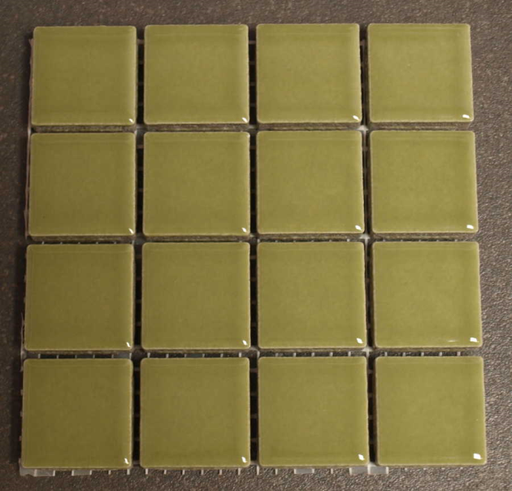 Grès Émaillé Vert Kaki Brillant 2.4 x 2.4 cm, à la plaquette