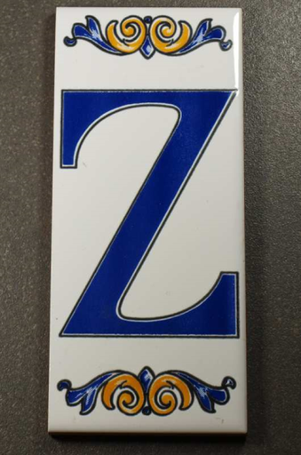 Lettre Z en Faïence 6.5 x 15 cm