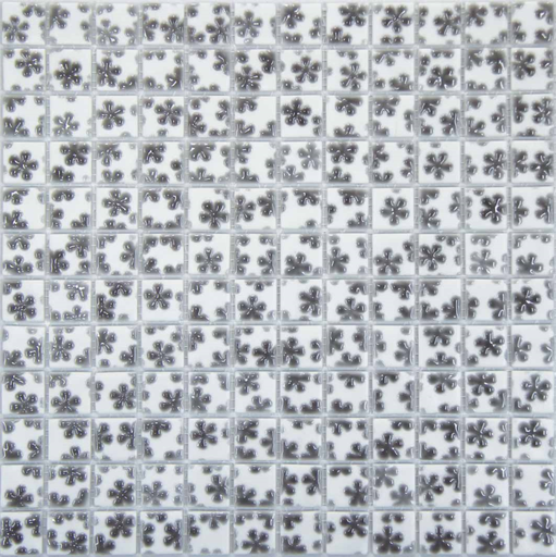 Pate de Verre 2.4 x 2.4 cm Fleur Grise MOS, par 100g