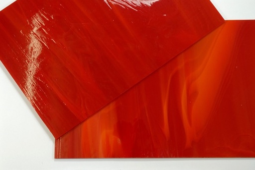 Plaque de Verre 20 x 20 cm n°11 - Rouge Blanc Transparent 