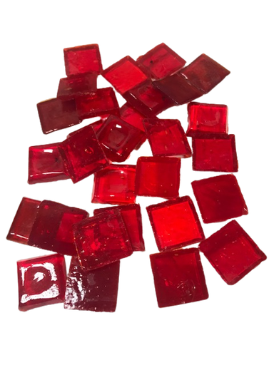 Transparent Rouge 2 x 2 cm, par 100 g